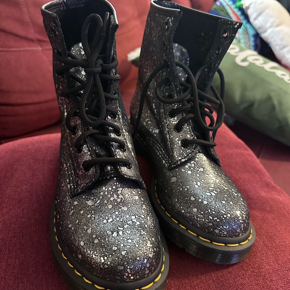 Dr Marten Stylish Black Glitter Boots